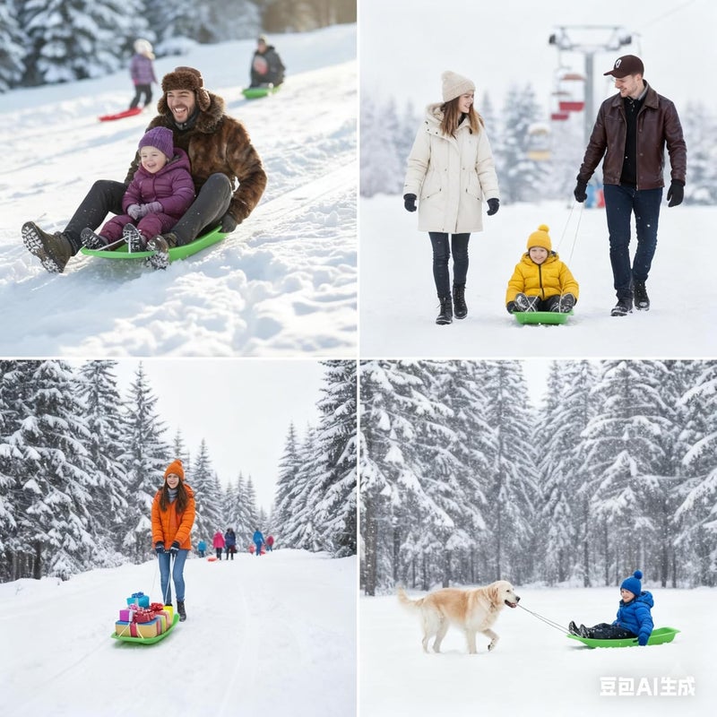 LIBERATECH 2-Person Sled for| 35" All-Season Toboggan | Reinforced Structure | High Weight Capacity | for Snow, Beach & Park - Image 4
